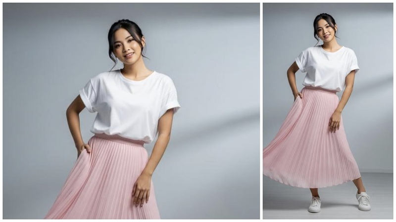 Inspirasi Setelan Rok Plisket Bikin Tampilan Lebih Muda